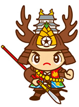 怒りのポーズをとっている大多喜町のキャラクターおたっきーのイラスト