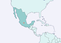 メキシコの中心付近に赤い点がある地図