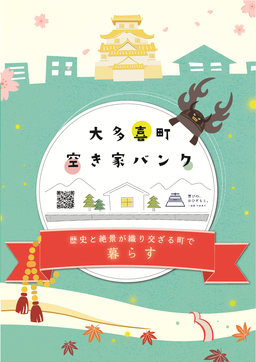 歴史と絶景が織り交ざるまち町で暮らす。と書かれたポスター