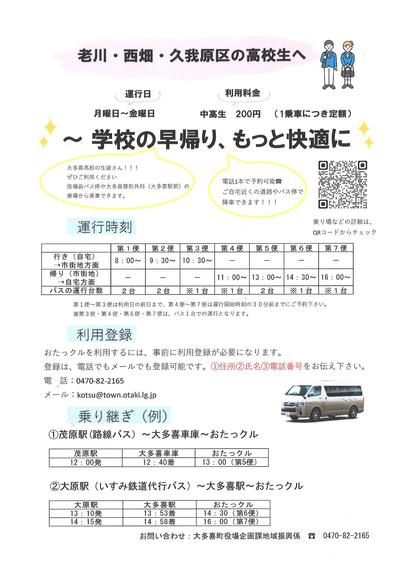 老川・西畑・久我原区の高校生のみなさんへ おたっクルチラシ